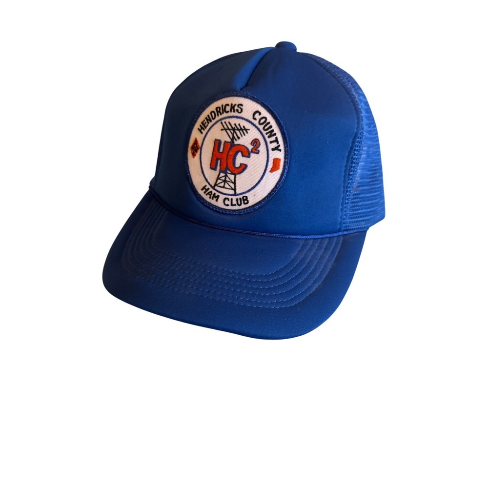 Hendricks County Ham Club Blue Trucker Hat One Size Fits All 100% Polyester & Ny